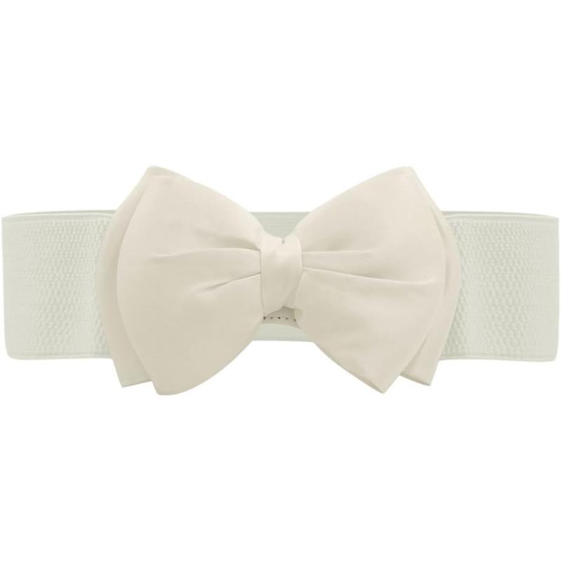 Allegra K Women Elastic Belt Wide Stretchy Cute Bowknot Wedding