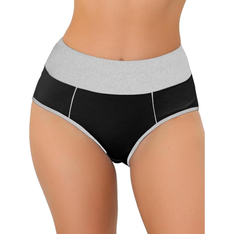 Allegra K Women's High Waist Tummy Control Color-Block Brief, Available in Plus Size