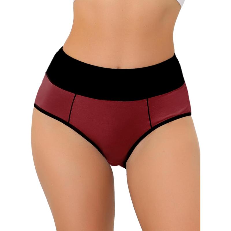 Allegra K Women's High Waist Tummy Control Color-Block Brief, Available in Plus Size