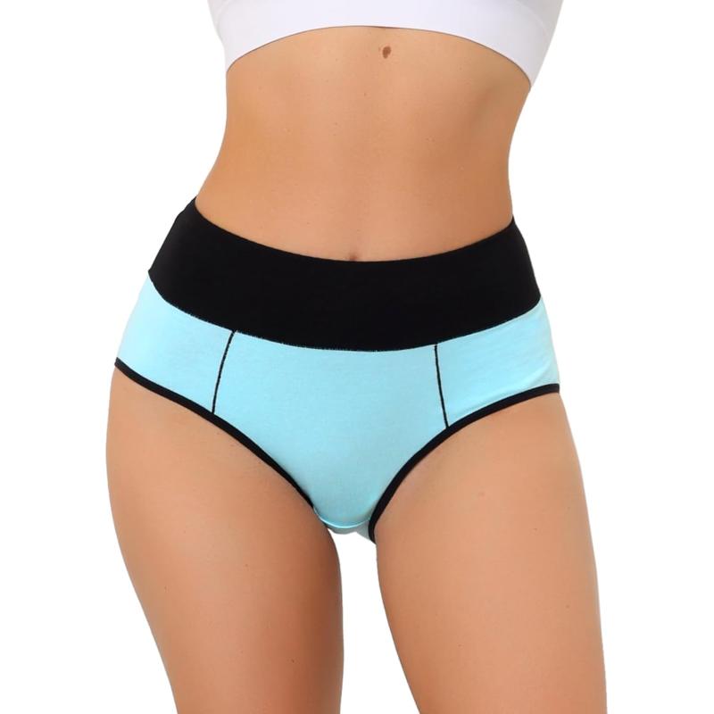 Allegra K Women's High Waist Tummy Control Color-Block Brief, Available in Plus Size