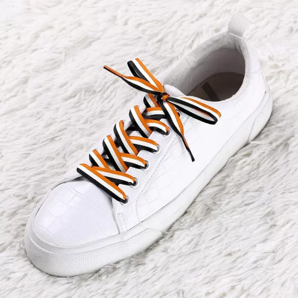 Allegra K 2 Pairs Colorful Color Block Stripe Canvas Shoe Laces Flat Shoelace