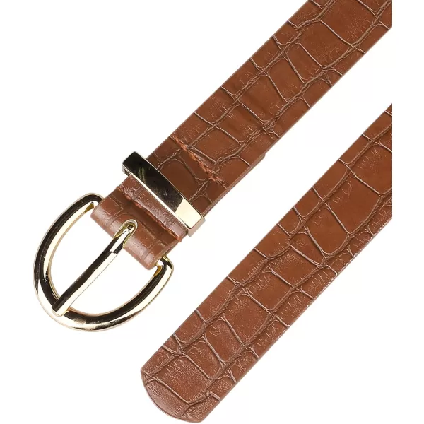 Allegra K Alligator Embossed Belts Leather Waist Alloy Pin Buckle Belt for Women