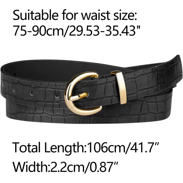 Allegra K Alligator Embossed Belts Leather Waist Alloy Pin Buckle Belt for Women