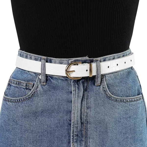 Allegra K Alligator Embossed Belts Leather Waist Alloy Pin Buckle Belt for Women
