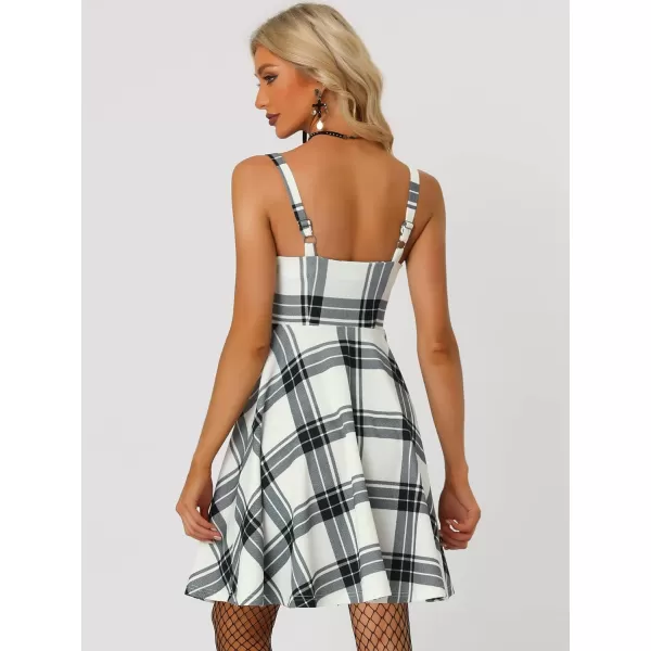 Allegra K Christmas Plaid Dress for Women's Gothic Vintage Lace-Up Dresses