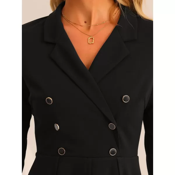 Allegra K Double Breasted Dress for Women's Notched Lapel Half Sleeve Business Blazer Dress