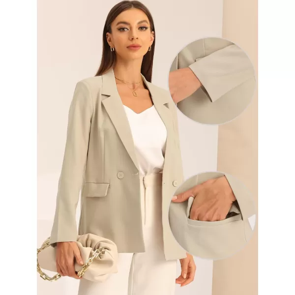 Allegra K Double Breasted Work Office Blazer for Women Long Sleeve Blazers Suit Jacket with Pocket