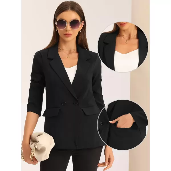 Allegra K Double Breasted Work Office Blazer for Women Long Sleeve Blazers Suit Jacket with Pocket