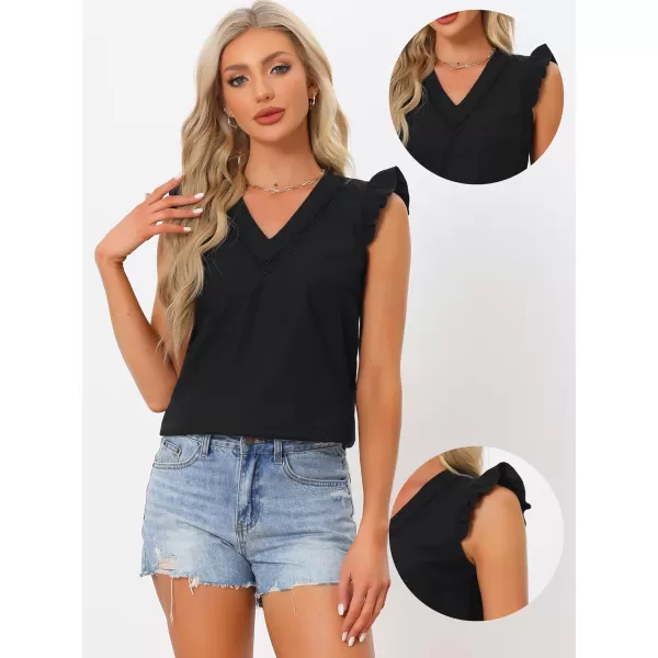 Allegra K Elegant Tank Tops for Women's Summer V Neck Ruffle Dressy Casual Sleeveless Shirts Blouse