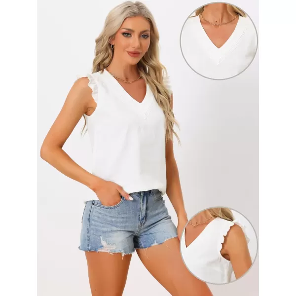 Allegra K Elegant Tank Tops for Women's Summer V Neck Ruffle Dressy Casual Sleeveless Shirts Blouse