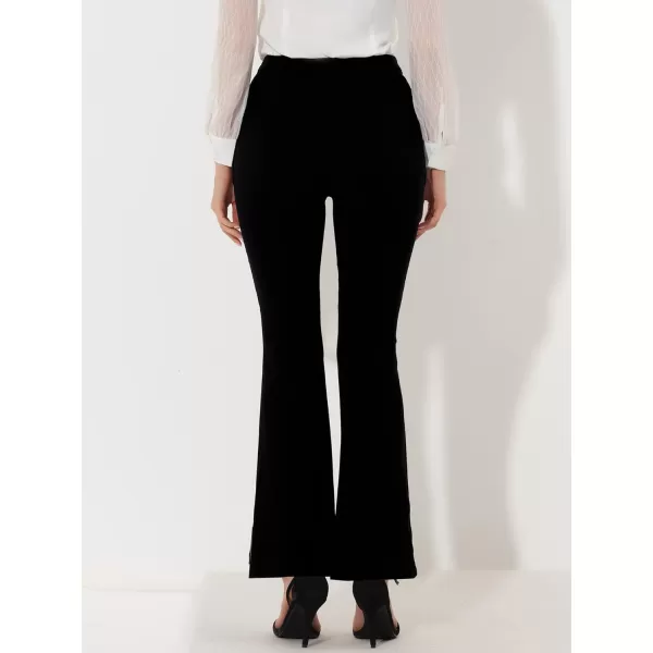 Allegra K Elegant Work Office Business Pants for Women's Solid High Waist Split Hem Flare Leg Long Pant