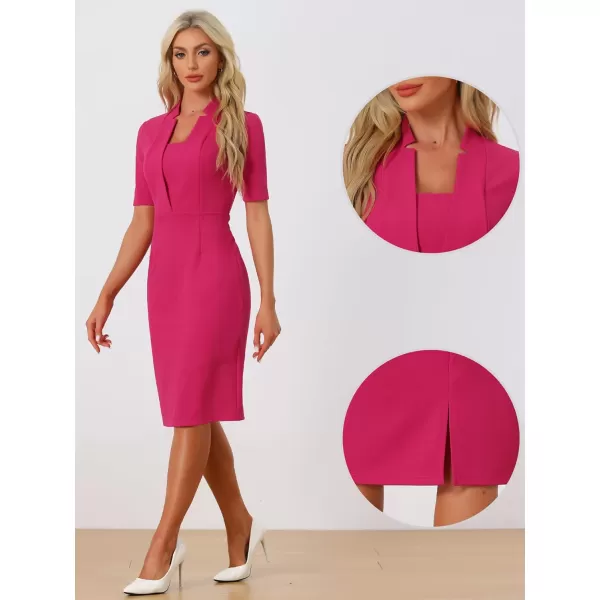 Allegra K Formal Pencil Dress for Women's Short Sleeve Work Office Bodycon Sheath Dresses