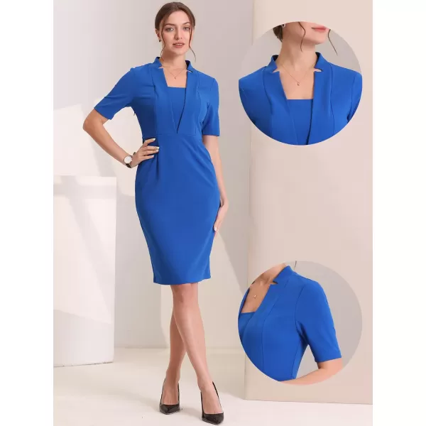 Allegra K Formal Pencil Dress for Women's Short Sleeve Work Office Bodycon Sheath Dresses