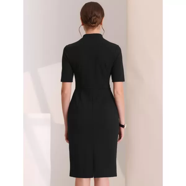 Allegra K Formal Pencil Dress for Women's Short Sleeve Work Office Bodycon Sheath Dresses