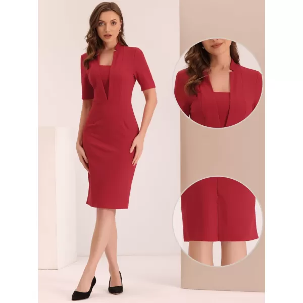 Allegra K Formal Pencil Dress for Women's Short Sleeve Work Office Bodycon Sheath Dresses