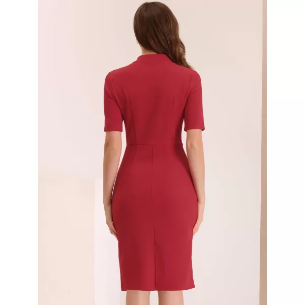 Allegra K Formal Pencil Dress for Women's Short Sleeve Work Office Bodycon Sheath Dresses