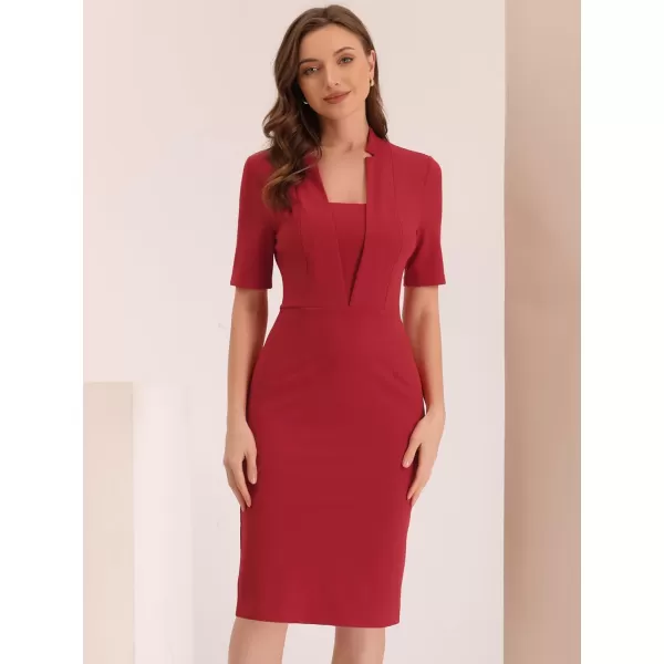 Allegra K Formal Pencil Dress for Women's Short Sleeve Work Office Bodycon Sheath Dresses