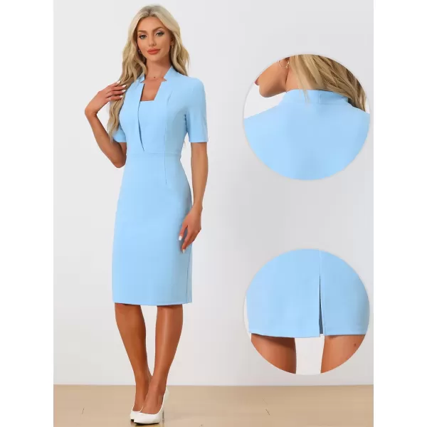 Allegra K Formal Pencil Dress for Women's Short Sleeve Work Office Bodycon Sheath Dresses