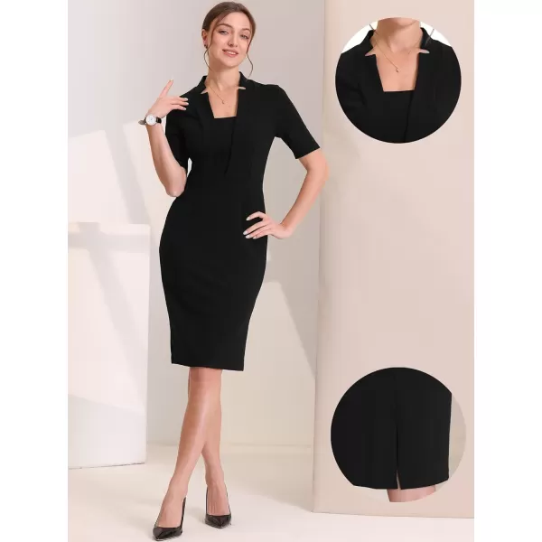 Allegra K Formal Pencil Dress for Women's Short Sleeve Work Office Bodycon Sheath Dresses