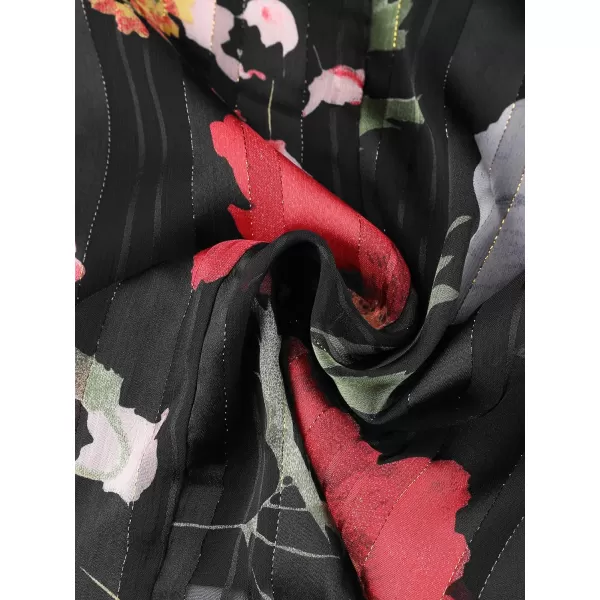 Allegra K Hawaiian Tropical Skirt for Women's Ruffle Pleated Hem Tie Wrap Glitter Floral Skirts
