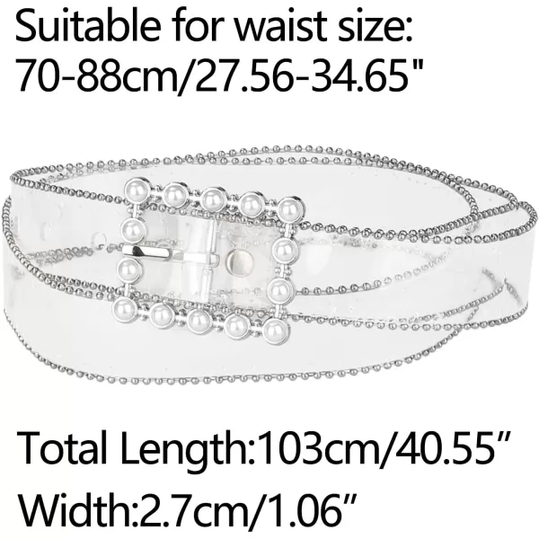 Allegra K Ladies Clear Waist Belts for Jeans Trousers Transparent Belts Rectangle Buckle