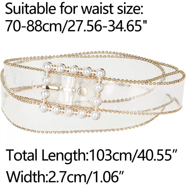 Allegra K Ladies Clear Waist Belts for Jeans Trousers Transparent Belts Rectangle Buckle