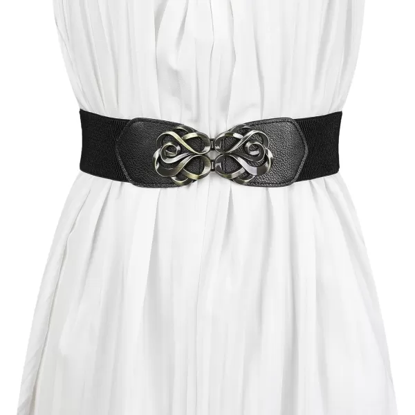 Allegra K Lady Metal Interlocking Buckle Stretchy Wasitband Cinch Dress Belt