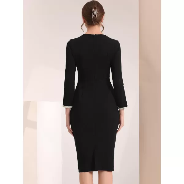 Allegra K Long Sleeve Dress for Women's Knee Length Pencil Sheath Dress