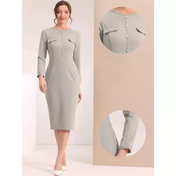 Allegra K Long Sleeve Dress for Women's Knee Length Pencil Sheath Dress