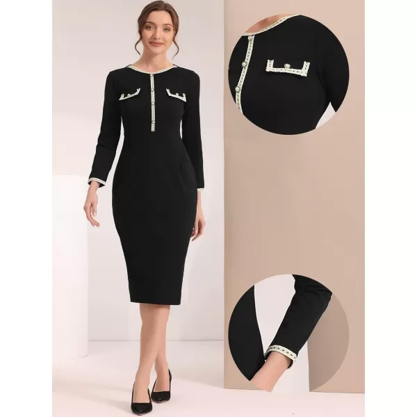 Allegra K Long Sleeve Dress for Women's Knee Length Pencil Sheath Dress