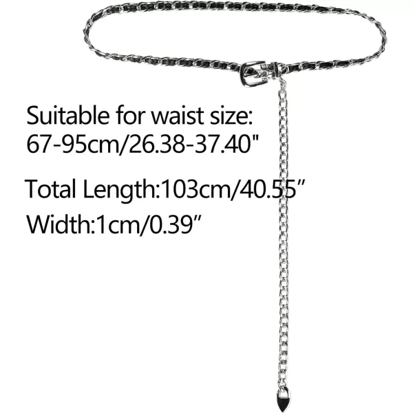 Allegra K Rhinestone Belt for Women Sparkle Chain Plus Size Waist Belt for Jeans Tunic Dresses