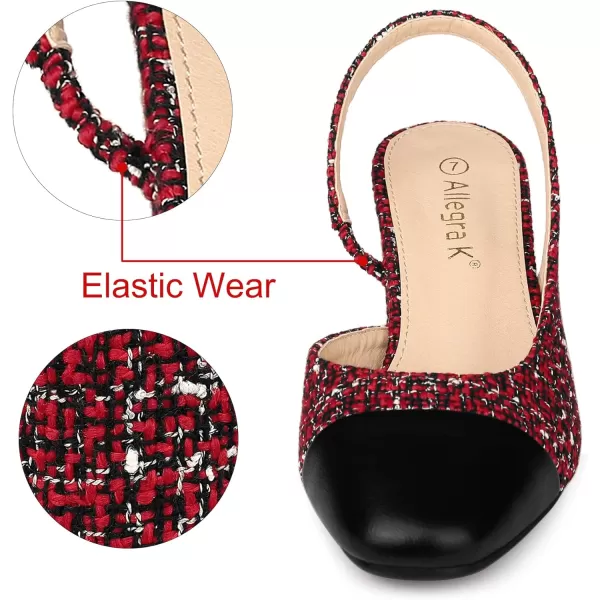 Allegra K Slingback Cap Toe Christmas Plaid Chunky Heel Pumps for Women