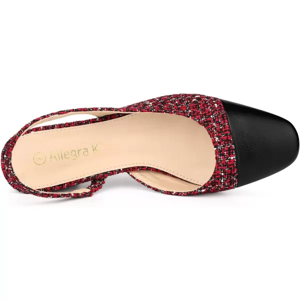 Allegra K Slingback Cap Toe Christmas Plaid Chunky Heel Pumps for Women