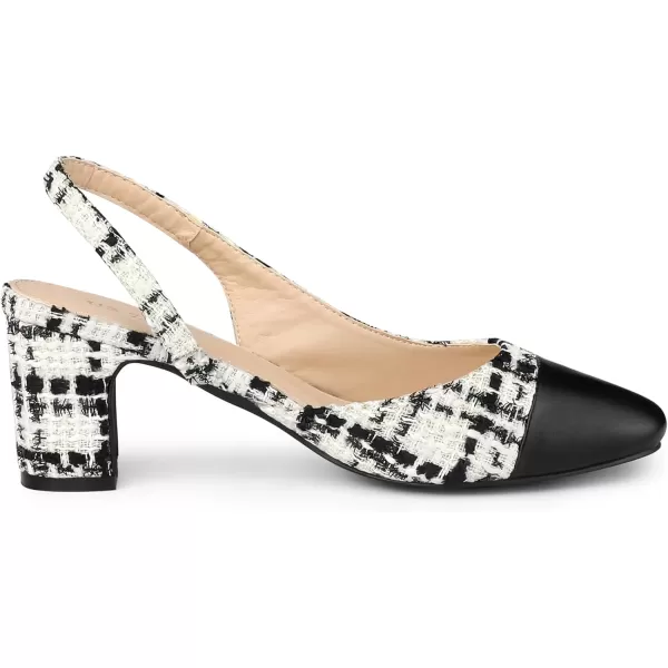 Allegra K Slingback Cap Toe Christmas Plaid Chunky Heel Pumps for Women