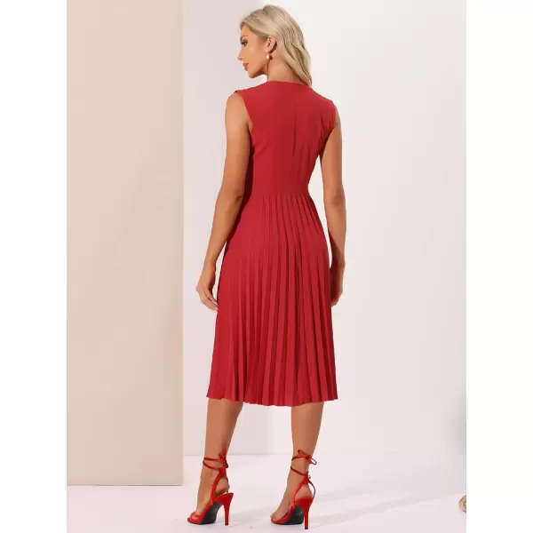 Allegra K Summer Dress for Women's 2024 Elegant Sleeveless V Neck A-Line Pleated Flowy Midi Dress