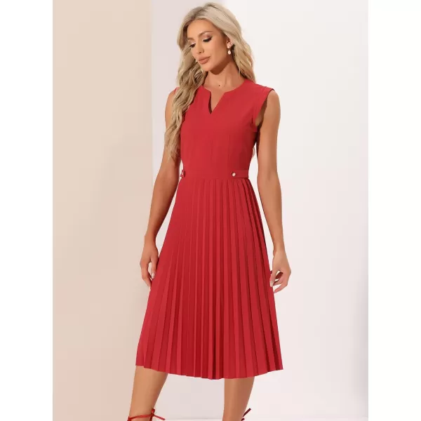 Allegra K Summer Dress for Women's 2024 Elegant Sleeveless V Neck A-Line Pleated Flowy Midi Dress