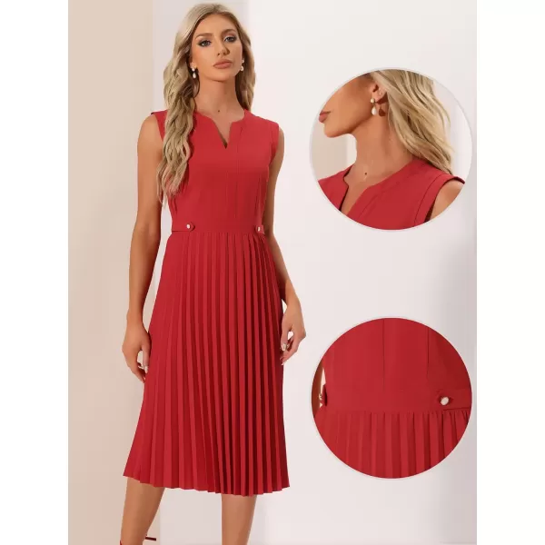 Allegra K Summer Dress for Women's 2024 Elegant Sleeveless V Neck A-Line Pleated Flowy Midi Dress