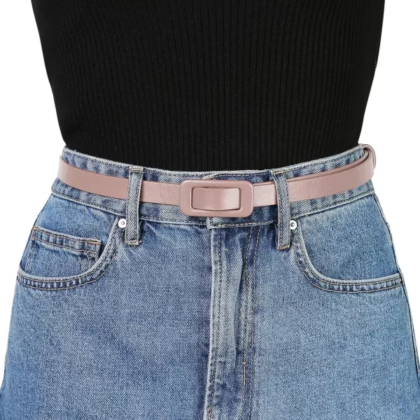 Allegra K Thin Nonporous Waist Belt Rectangle Buckle Plus Size Belts for Jeans Dress