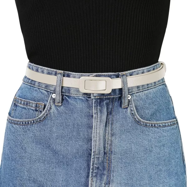 Allegra K Thin Nonporous Waist Belt Rectangle Buckle Plus Size Belts for Jeans Dress