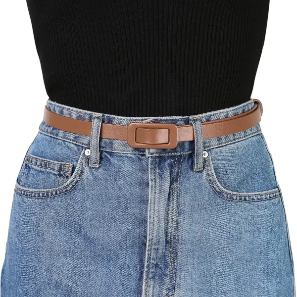 Allegra K Thin Nonporous Waist Belt Rectangle Buckle Plus Size Belts for Jeans Dress