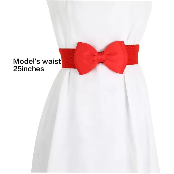 Allegra K Women Elastic Belt Wide Stretchy Cute Bowknot Wedding