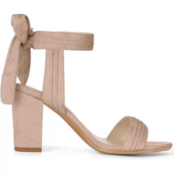 Allegra K Women Open Toe Ankle Tie Back Chunky Heel Sandals