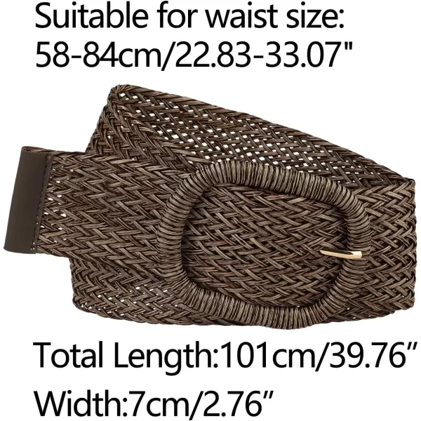 Allegra K Women Wide Waist Belts Braided Woven Belts for Dress Chunky Buckle