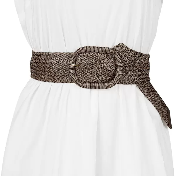 Allegra K Women Wide Waist Belts Braided Woven Belts for Dress Chunky Buckle