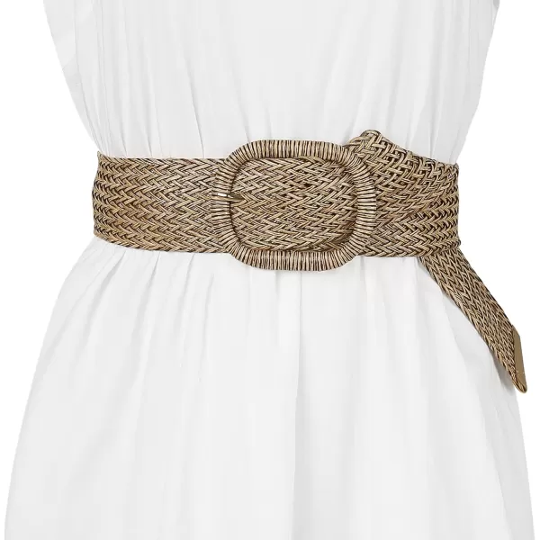 Allegra K Women Wide Waist Belts Braided Woven Belts for Dress Chunky Buckle