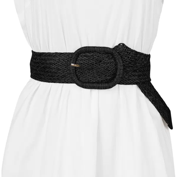 Allegra K Women Wide Waist Belts Braided Woven Belts for Dress Chunky Buckle