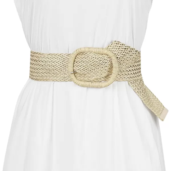 Allegra K Women Wide Waist Belts Braided Woven Belts for Dress Chunky Buckle