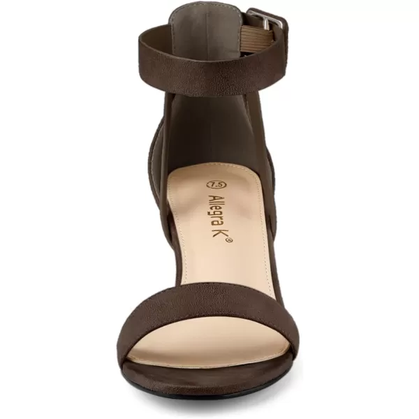 Allegra K Women's Ankle Strap Block Low Heel Sandal
