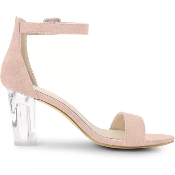 Allegra K Women's Ankle Strap Clear Heel Chunky Heels Sandals