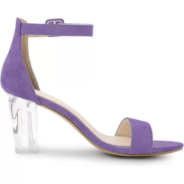 Allegra K Women's Ankle Strap Clear Heel Chunky Heels Sandals